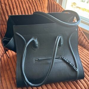 Celine Black Leather Mini Luggage Tote
